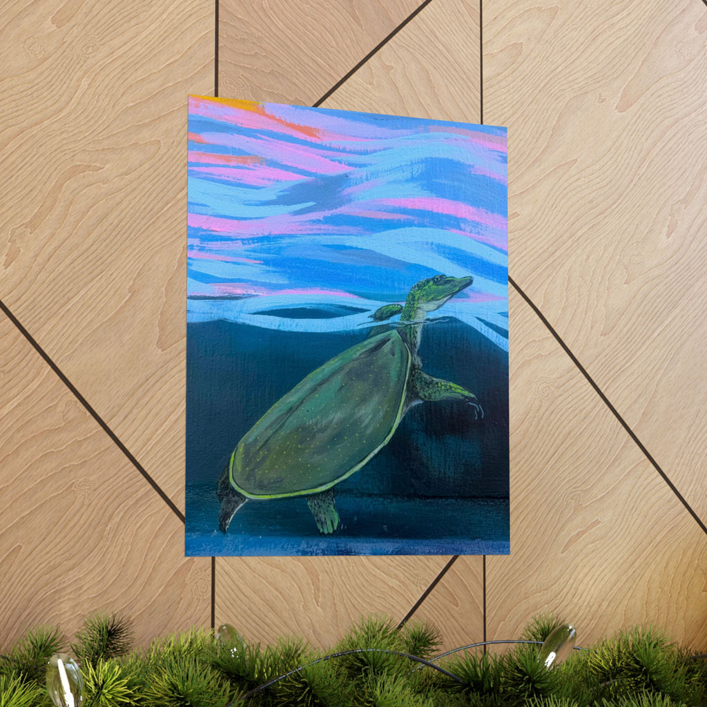Spiney Soft-Shell Turtle Matte Poster — Reflections of the Rock River Mural Prints