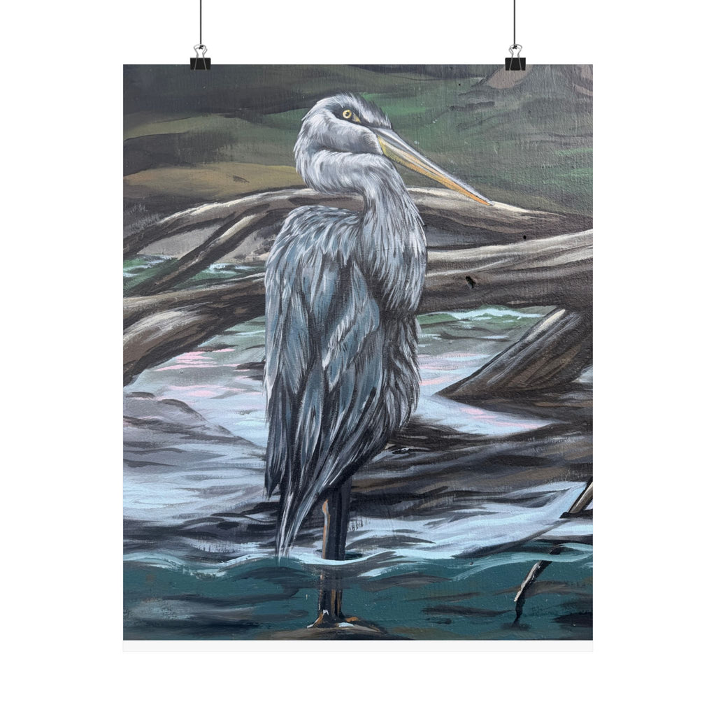 Blue Heron Wildlife — Reflections of the Rock River Mural Print