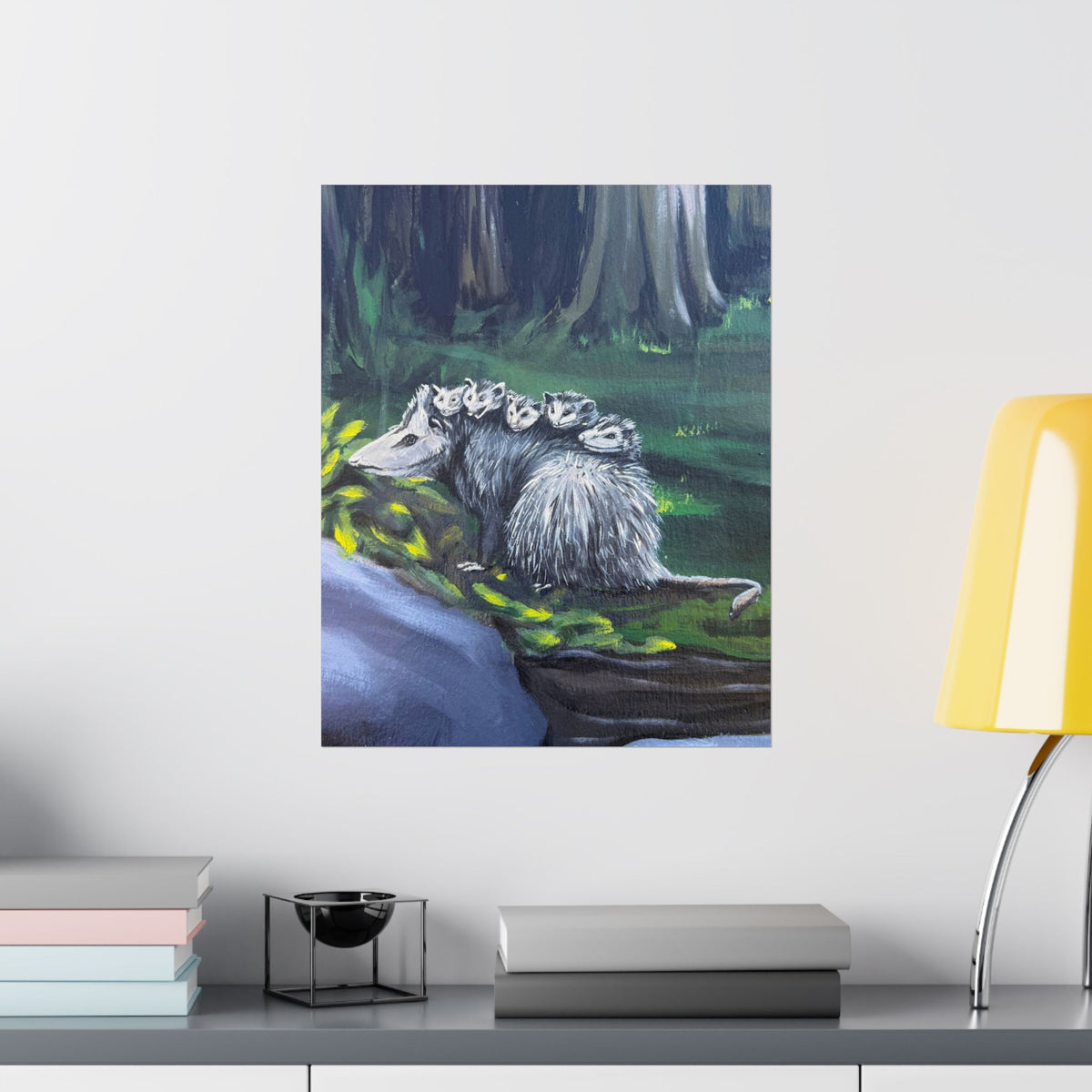 Possum Family Woodland Poster — Reflections of the Rock River Mural Prints