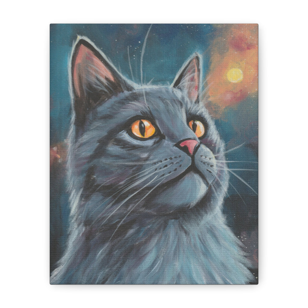 Mystic Grey Cat Canvas