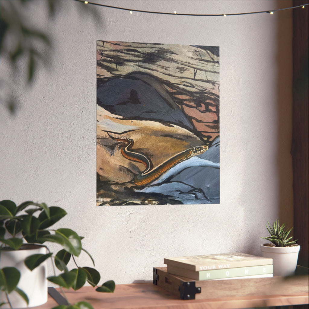 Garter Snake Rock Art Poster — Reflections of the Rock River Mural Prints