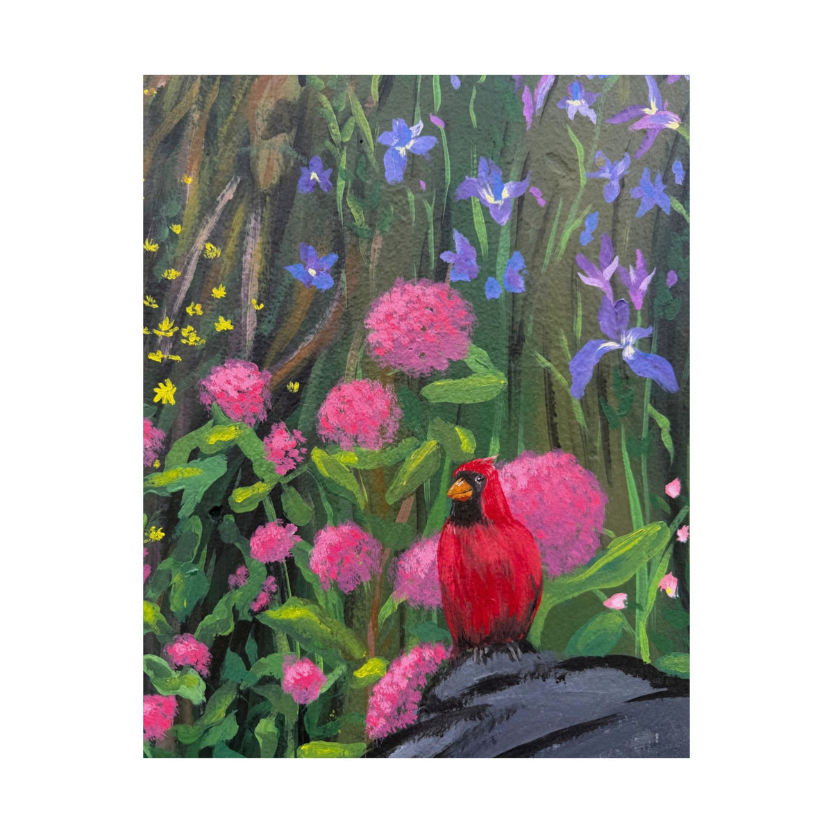 Floral Garden Cardinal Poster — Reflections of the Rock River Mural Prints
