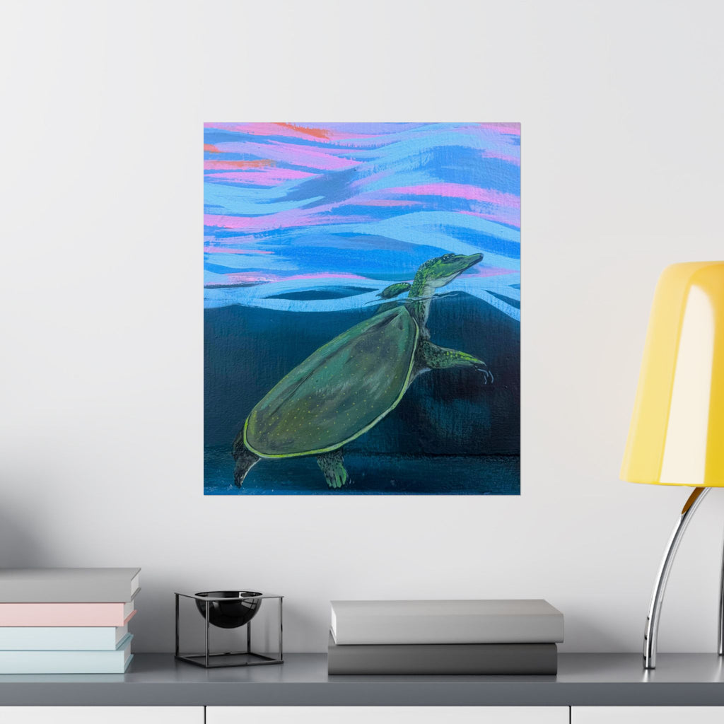 Spiney Soft-Shell Turtle Matte Poster — Reflections of the Rock River Mural Prints