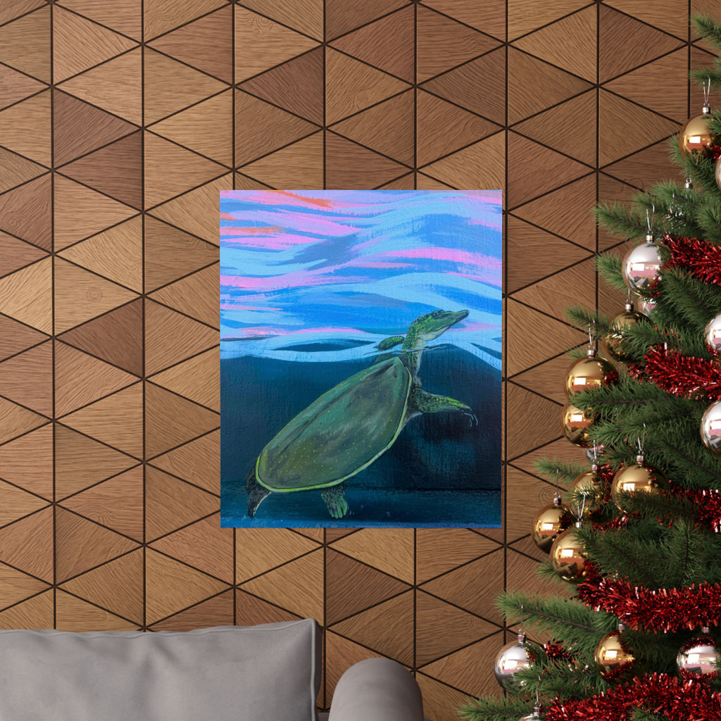 Spiney Soft-Shell Turtle Matte Poster — Reflections of the Rock River Mural Prints