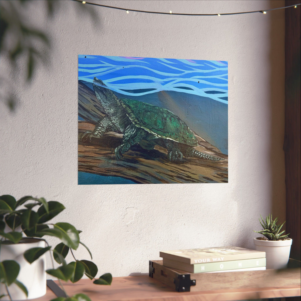 Snapping Turtle Matte Poster — Aquatic Wildlife Wall Art (Horizontal)