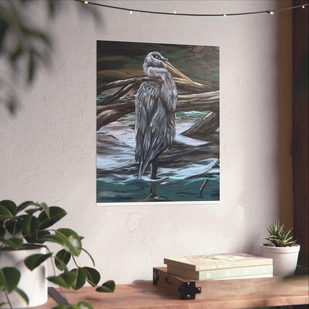 Blue Heron Wildlife — Reflections of the Rock River Mural Print