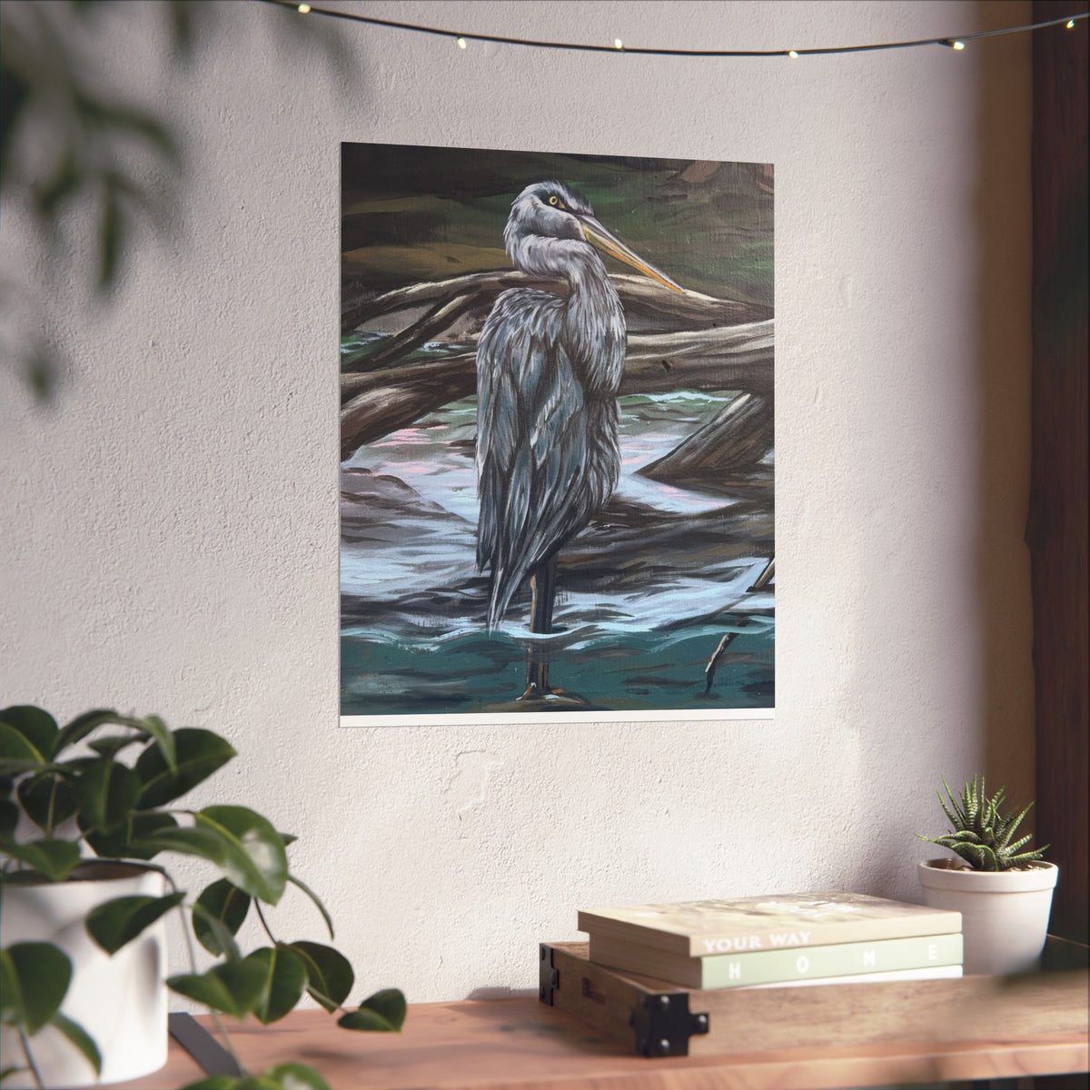 Blue Heron Wildlife — Reflections of the Rock River Mural Print
