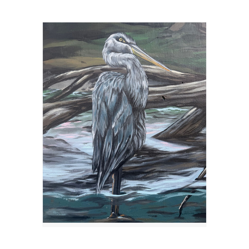 Blue Heron Wildlife — Reflections of the Rock River Mural Print
