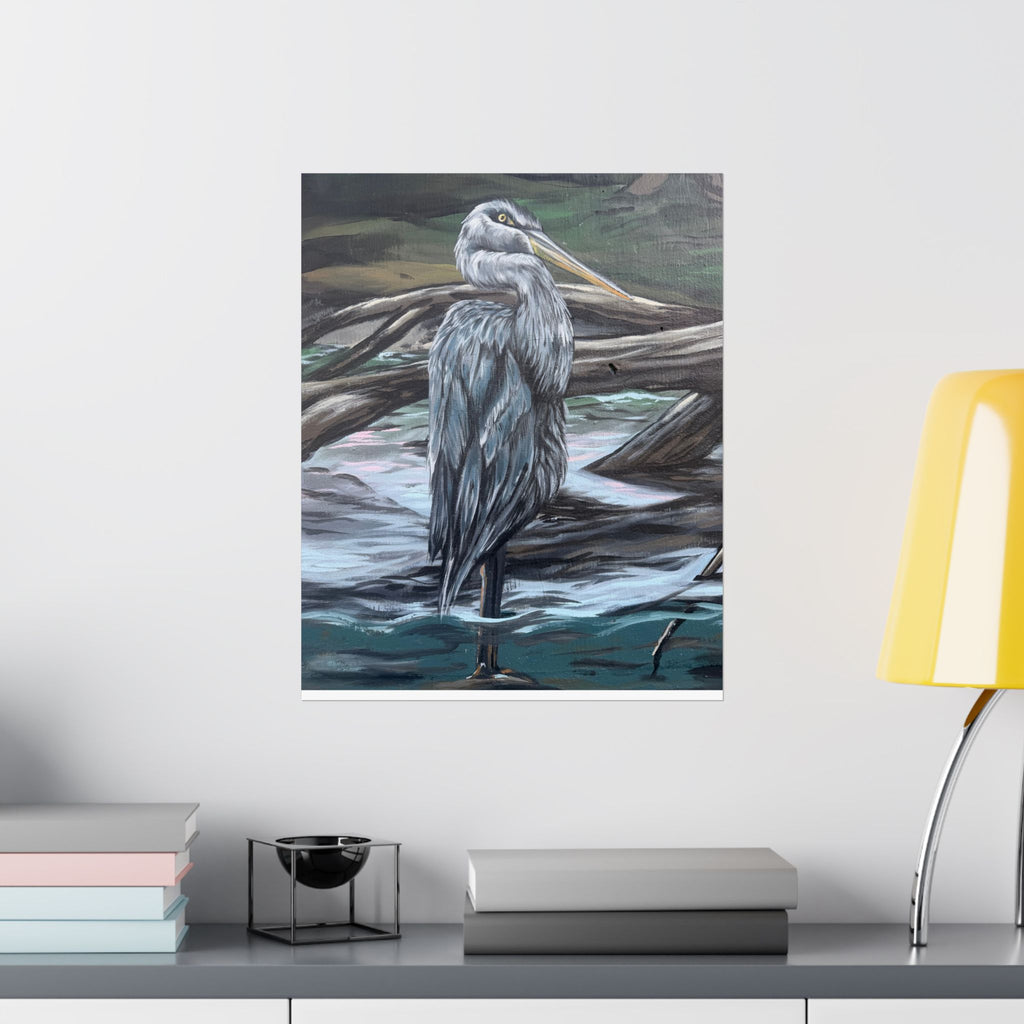 Blue Heron Wildlife — Reflections of the Rock River Mural Print