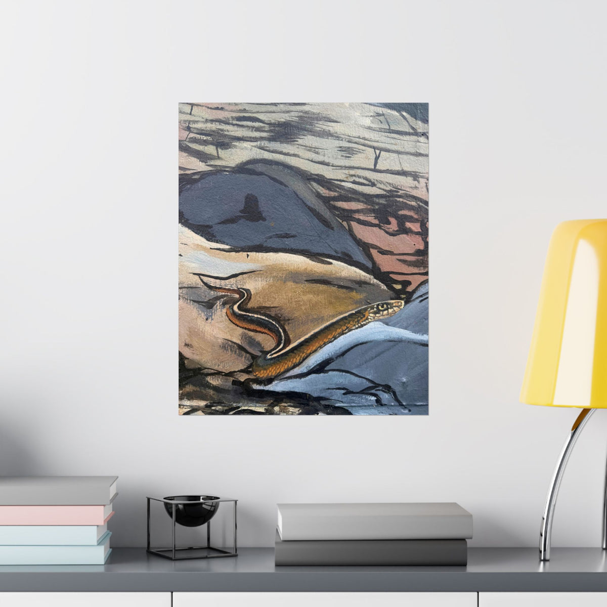 Garter Snake Rock Art Poster — Reflections of the Rock River Mural Prints